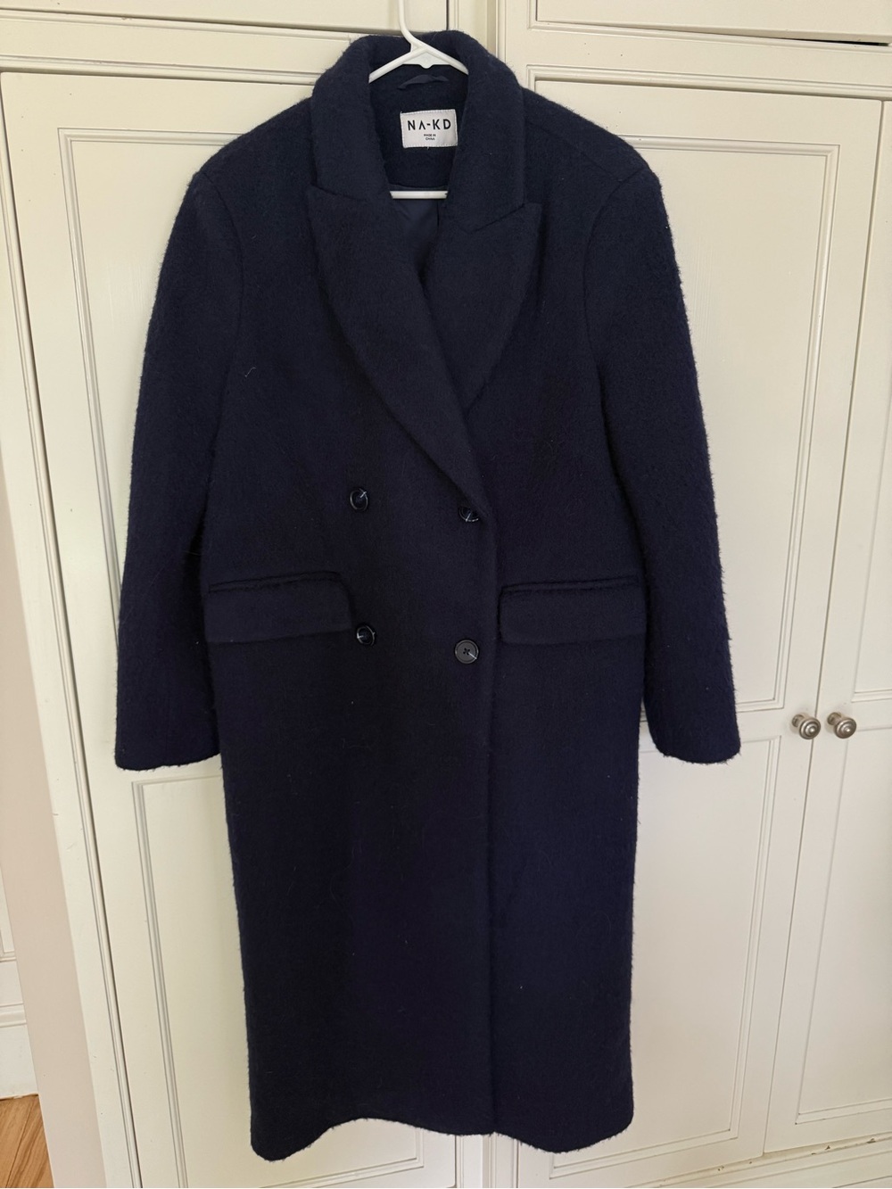 NA-KD Women's Double-Breasted Navy Coat